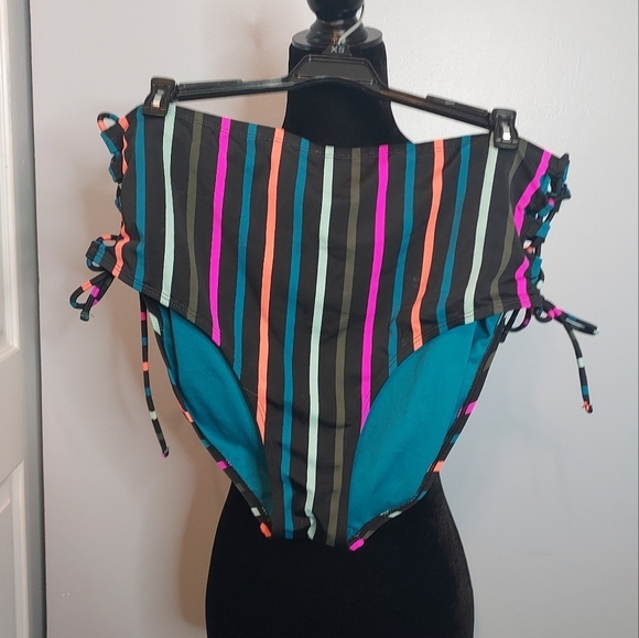 Terra And Sky Women's Plus Size 1X Striped Highwaist Swimsuit Bottom - Picture 2 of 6